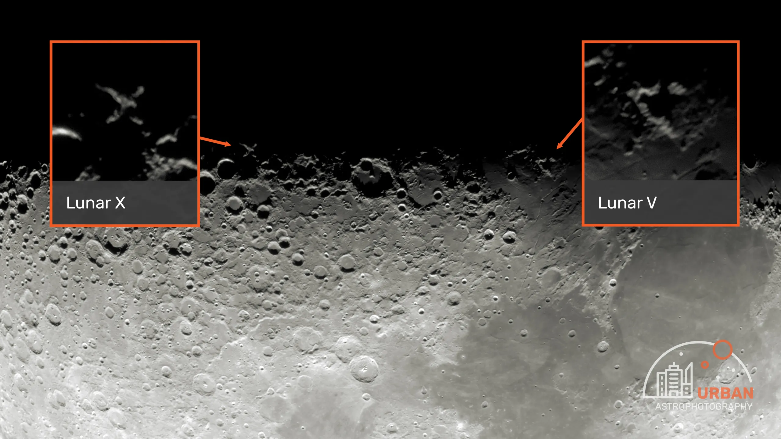 The Moon: Lunar X and Lunar V - Urban Astrophotography