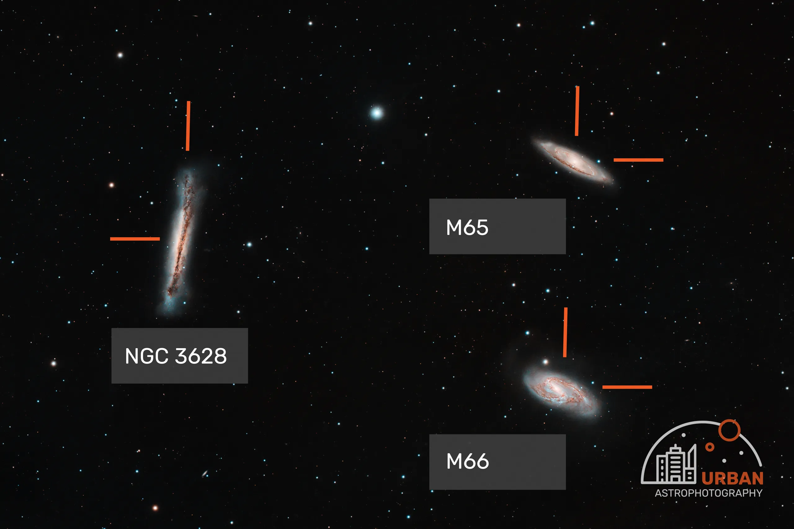 2pm GALAXY 21点 The Leo Triplet | NGC 3628, M65, M66 - Urban Astrophotography